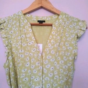 Ann Taylor Floral Flutter Sleeve shirtdress
